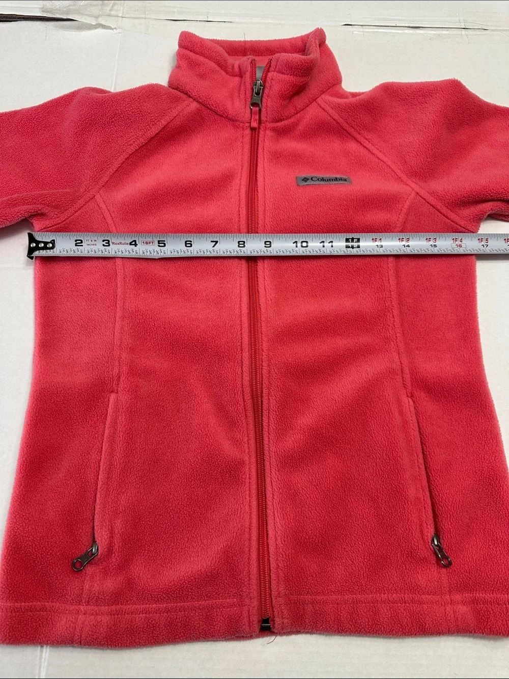Columbia Pink Fleece Jacket Full Zip Pockets Youth Girls Medium 10/12